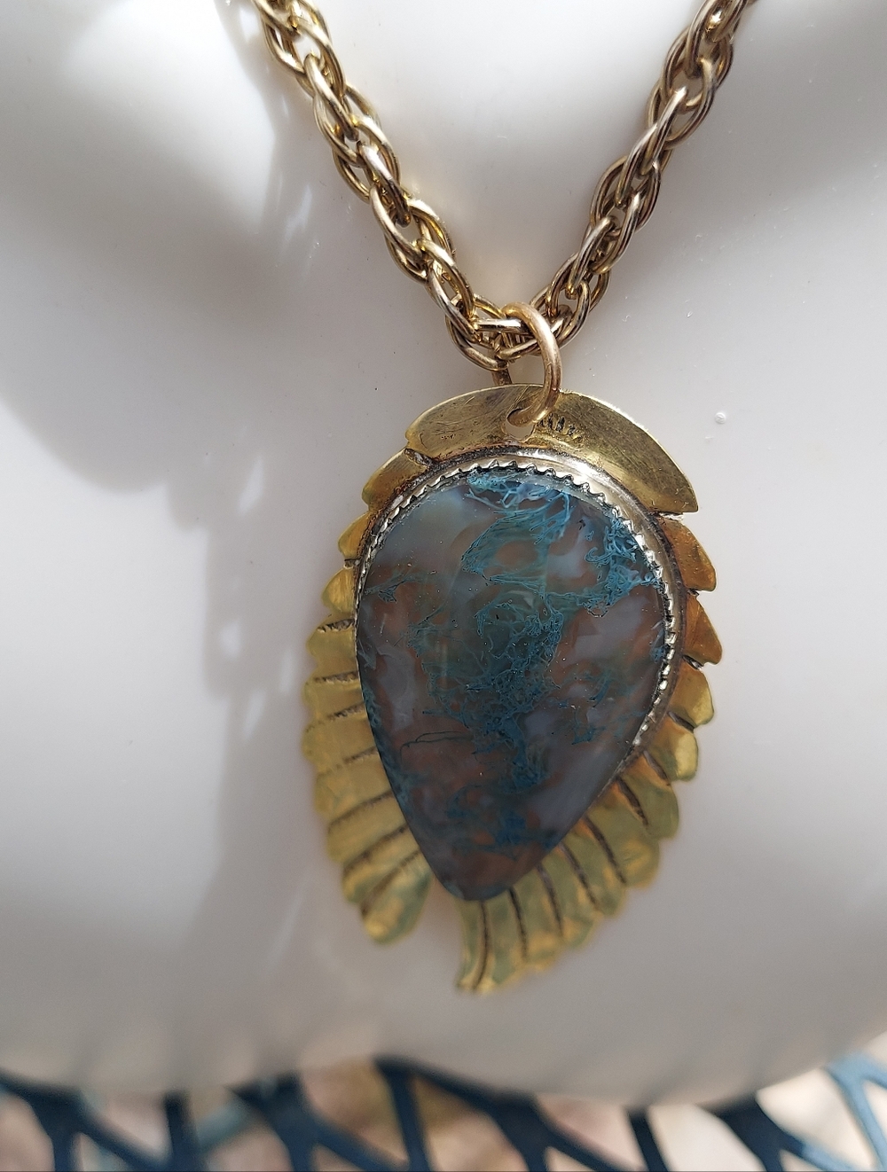 Jasper and Brass Pendant